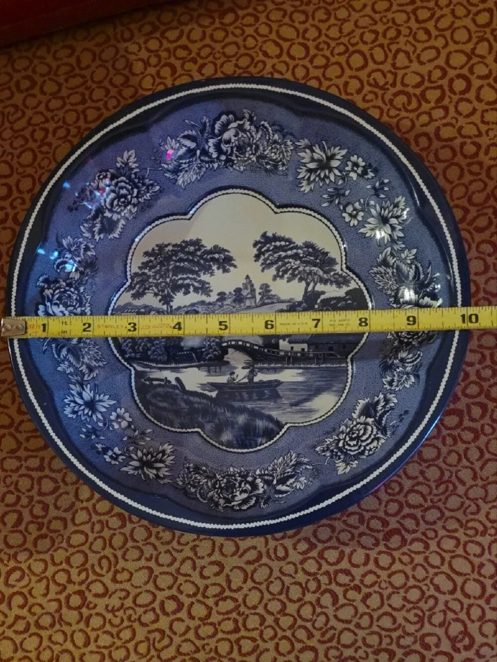 Vintage Daher Blue and White Scenic Transferware Decorative Bowl